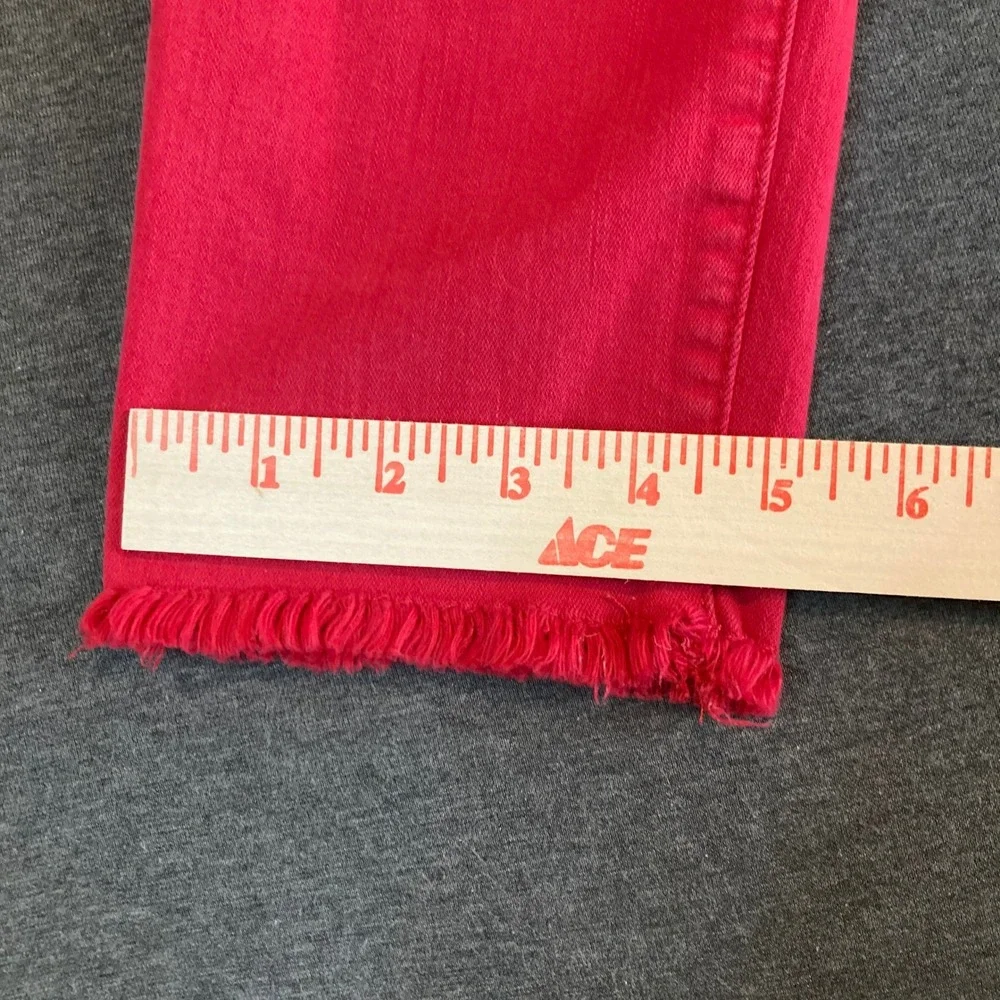 7 For All Mankind Jeans Women 14/27 Skinny Red‎ Stretch Flex Raw Hem AU8150367A